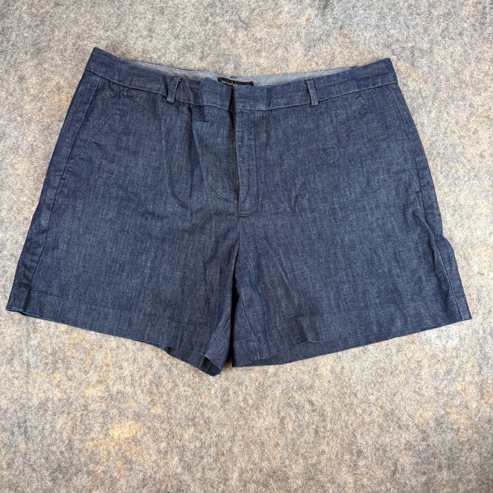 Banana Republic Shorts Womens 16 Blue Cotton Blend Dark Wash Slant Pocket